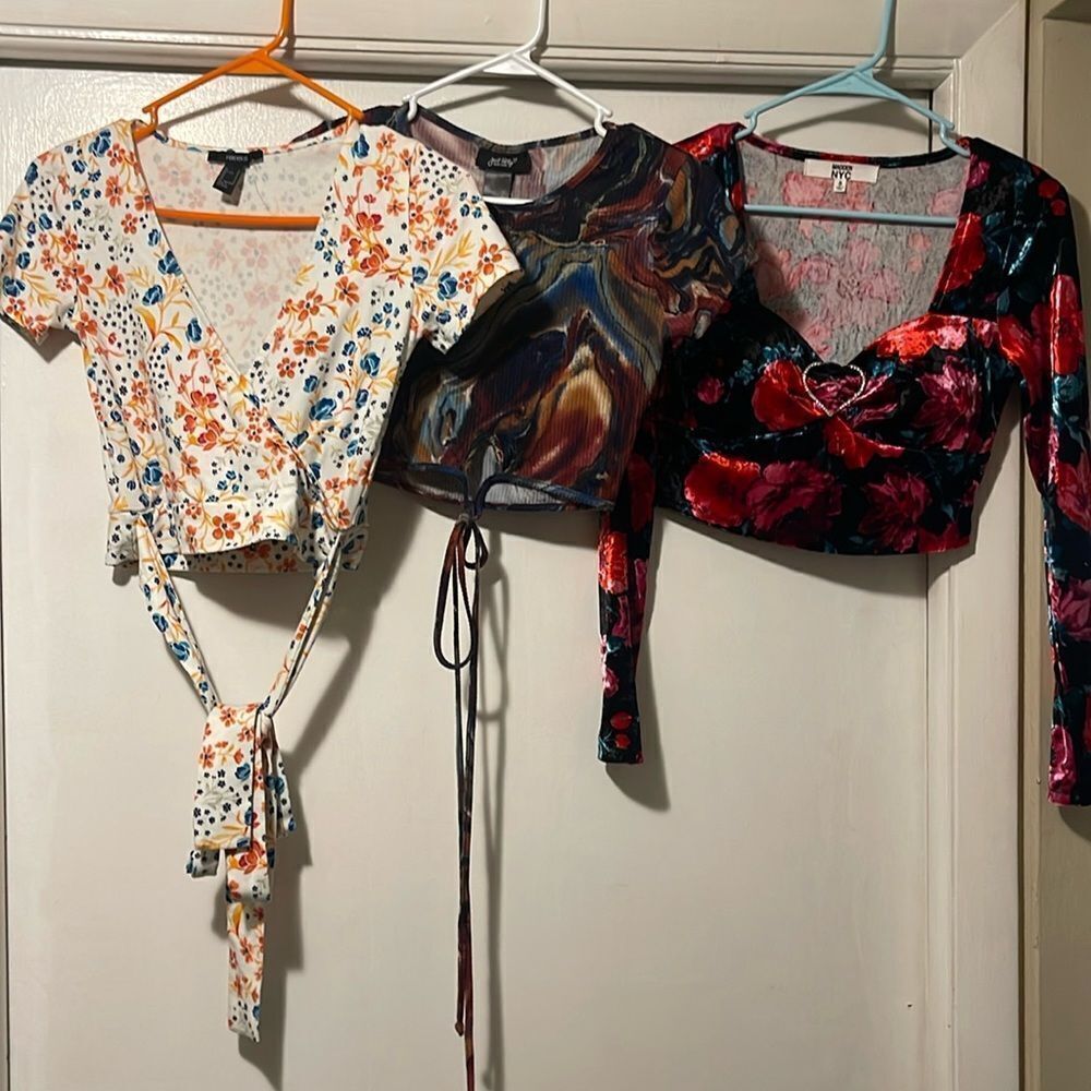 Floral and Abstract Crop Tops Set